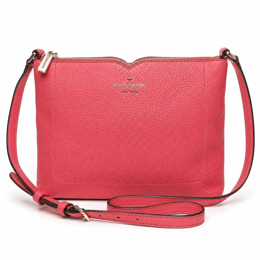 Kate Spade New York Pink Pebbled Leather Crossbody Bag Purse Zip Shoulder